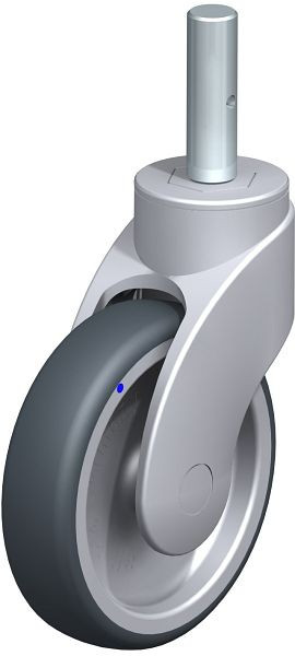 Blickle LWGX-TPA 126G-ZAX51 Kunststoff-Lenkrolle WAVE, rostfrei, mit Zapfen, Thermoplastisches Gummi-Elastomer, Grau, 751717