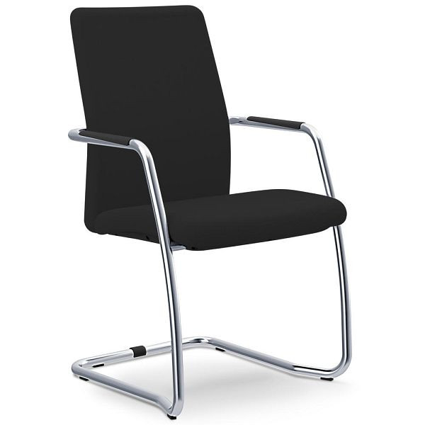 Deskin Besucherstuhl OSTRIA DV 4 - Rückenlehne hoch, Freischwingergestell verchromt, Bezug Stoff AF schwarz, 359248