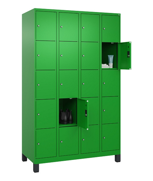 C+P Schließfachschrank Evolo PLUS, mit Füßen, 20 Fächer, 1950x1200x500mm, 6037/6037 Reingrün, 049010-405 S10026