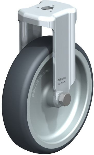 Blickle BKRA-TPA 126G Apparate-Bockrolle mit Rückenloch, Thermoplastisches Gummi-Elastomer, Grau, 561357
