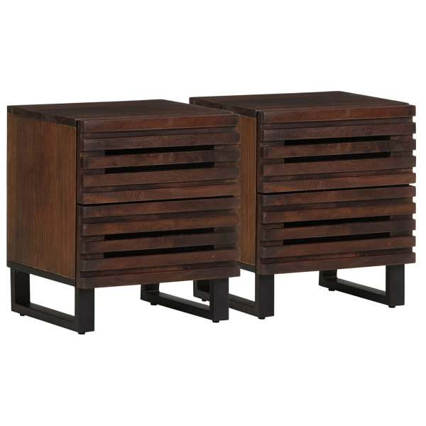 vidaXL Nachttische 2 Stück 40x34x46 cm Massivholz Mango, 377431