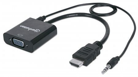MANHATTAN HDMI auf VGA Konverter, HDMI-Stecker auf VGA-Buchse, mit Audio, schwarz, 151559