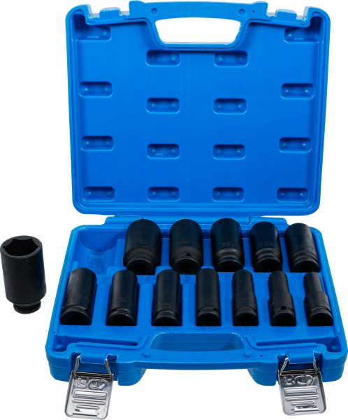 BGS Kraft-Steckschlüssel-Einsatz-Satz Sechskant, tief, Antrieb Innenvierkant 12,5 mm (1/2"), Zollgrößen, 13-teilig, 5208