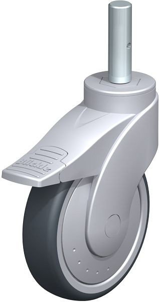 Blickle LWG-TPA 126K-FI-FK-ZA51 Kunststoff-Lenkrolle WAVE mit Zapfen & Feststeller, Thermoplastisches Gummi-Elastomer, Grau, 747193