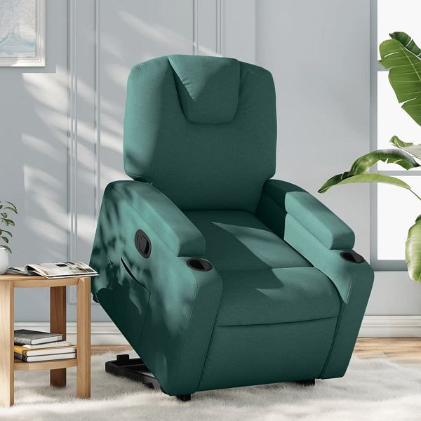 vidaXL Relaxsessel mit Aufstehhilfe Dunkelgrün Stoff, 3204374