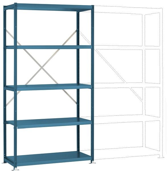 Manuflex Fachboden-Steckregal Color Grundregal mit 5 Stahlböden, HxBxT = 2000 x 1030 x 400 mm, brillantblau, RP1052.5007