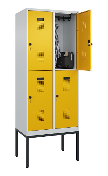 C+P Doppelstock-Spind Evolo PLUS, Gestell, 4 Fächer, 2120x800x500mm, 7035/1004, Drehriegel, 0493307-22 S10000