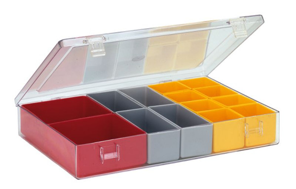 LA-KA-PE Sortimentskasten 4.05, Inhalt: 2 Stück99x99x40 / 4 Stück 99x49x40 / 8 Stück 49x49x40, VE: 10 Stück, 12040 01 10