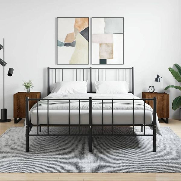 vidaXL Nachttische 2 Stück Braun Eichen-Optik 40x40x50 cm Holzwerkstoff, 827627