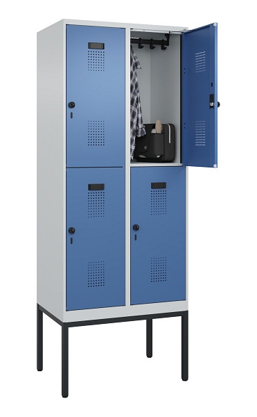 C+P Doppelstock-Spind Evolo PLUS, Gestell, 4 Fächer, 2120x800x500mm, 7035/5023, Drehriegel, 0493307-22 S10008