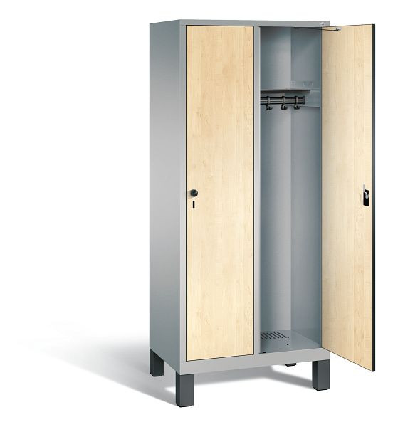 C+P Garderobenschrank Evolo, H1850xB810xT500mm, Farbe: Weißaluminium / Dekor Donau-Ahorn, 48010-22 S10550