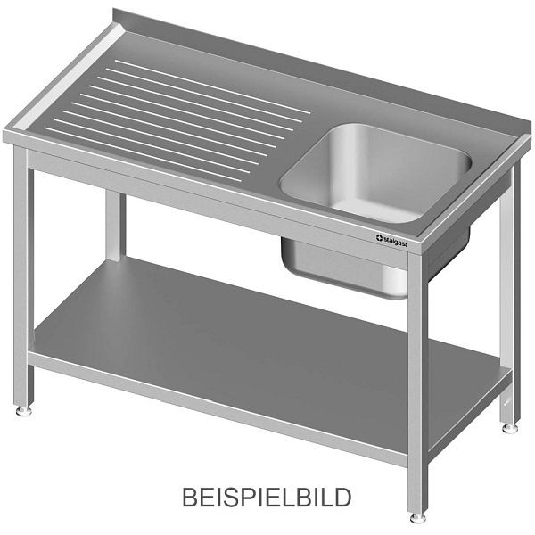 Stalgast Spültisch mit Grundboden 1100x700x850 mm, mit einem Becken links, mit Aufkantung, verschweißt, VST11721LA