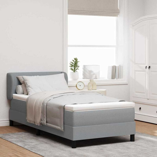vidaXL Boxspringbett mit Matratze Hellgrau 100 x 200 cm Stoff, 3340010