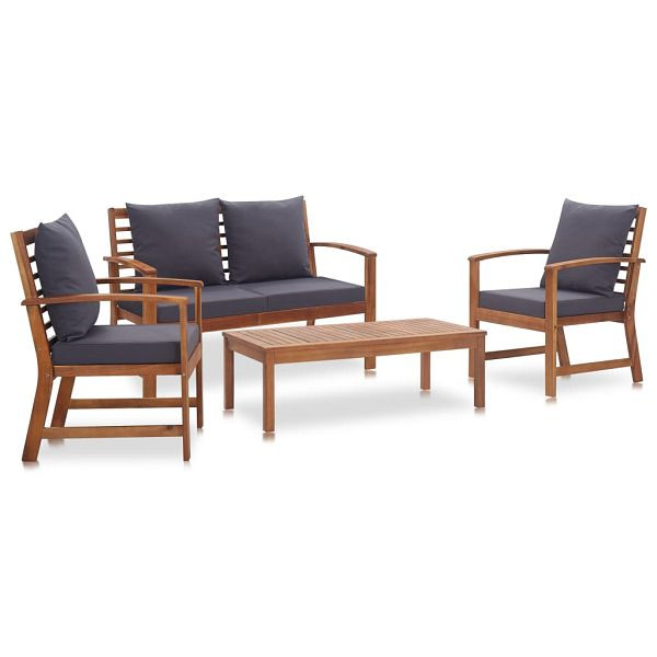 vidaXL Garten-Lounge-Set mit Auflagen 4-teilig Massivholz Akazie, 47284