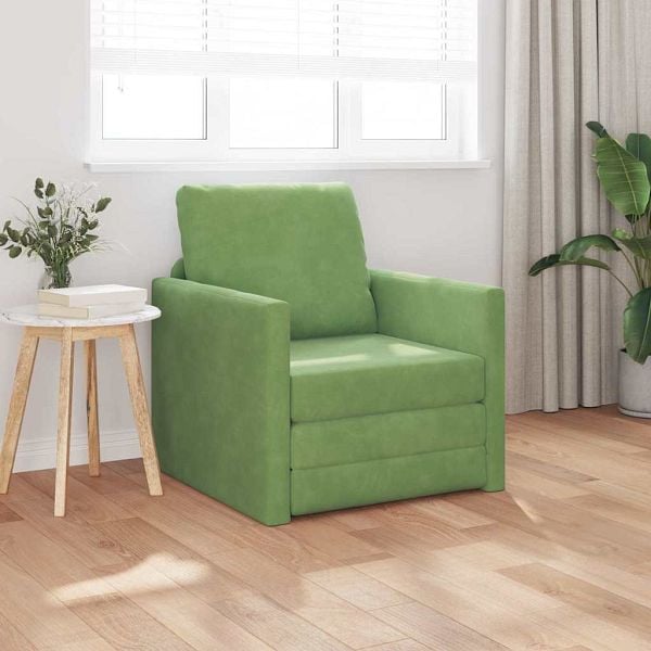vidaXL Fußsofa-Bett mit Kissen Hellgrün 74 x 77 x 81 cm Samt, 4106619