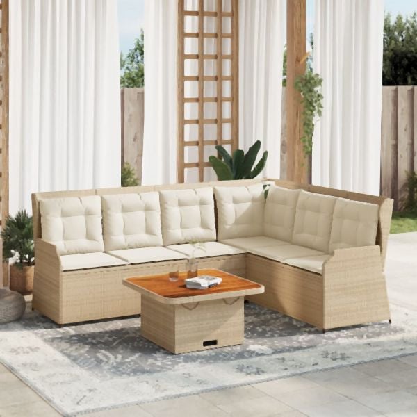 vidaXL 5-tlg. Garten-Lounge-Set mit Kissen Beige Poly Rattan, 3262168
