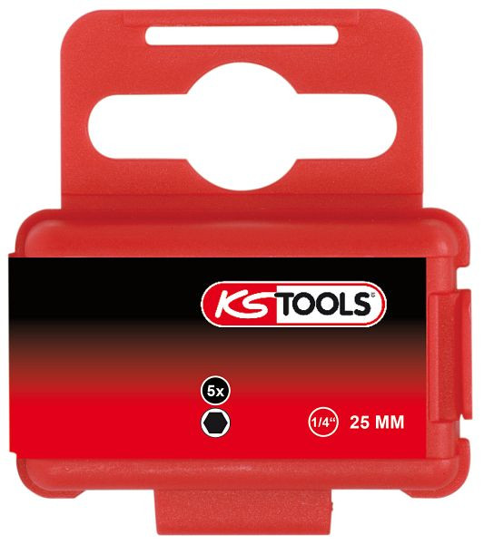 KS Tools 1/4" Bit Innensechskant, 25mm, 3mm, VE: 5 Stück, 911.2256