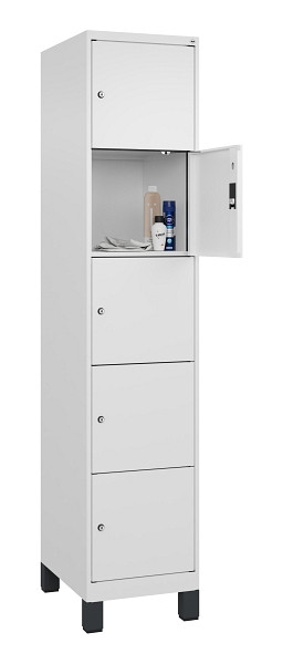 C+P Schließfachschrank Evolo PLUS, mit Füßen, 5 Fächer, 1950x400x500mm, 9016/90, 049010-125 S10020