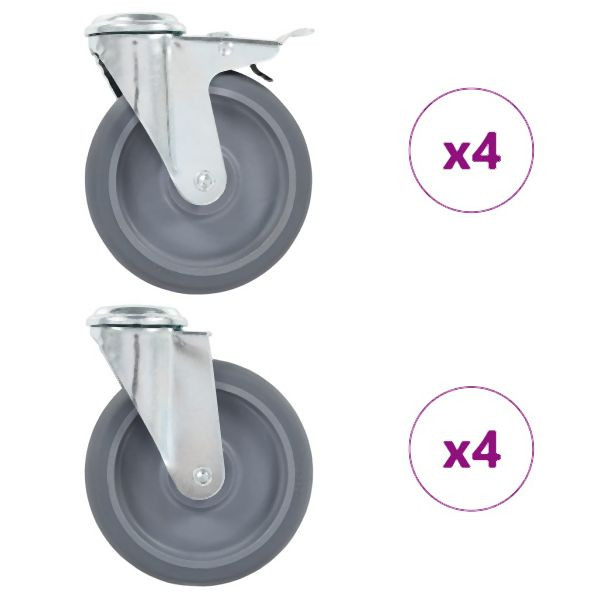 vidaXL 8 Stk. Lenkrollen mit Rückenloch 125 mm, für kleine Ausrüstungen, 277896