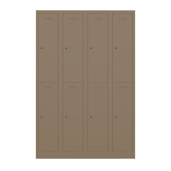 Bisley Garderobenschrank Primary Locker, 4 Abteile, je 2 Fächer, 668 coffee, PL3050Q2668
