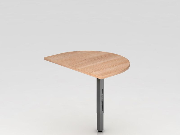 Hammerbacher Anbautisch mit Stützfuß eckig 60x80cm Nussbaum/Graphit, gerundet zum Anbau an Schreibtisch, VRA60/N/G