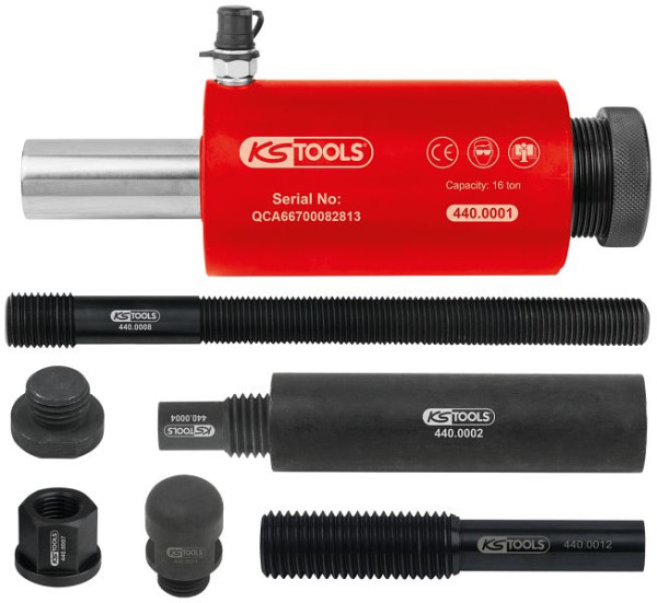 KS Tools Druck- und Zug-Hydraulikzylinder-Satz, 16t, 10-teilig, 440.0005