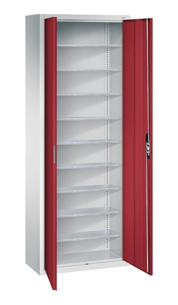 C+P Magazinschrank Serie 13, H1980xB700xT300mm, 7035/3003, Einlegeböden 9, 133113-20 S10325