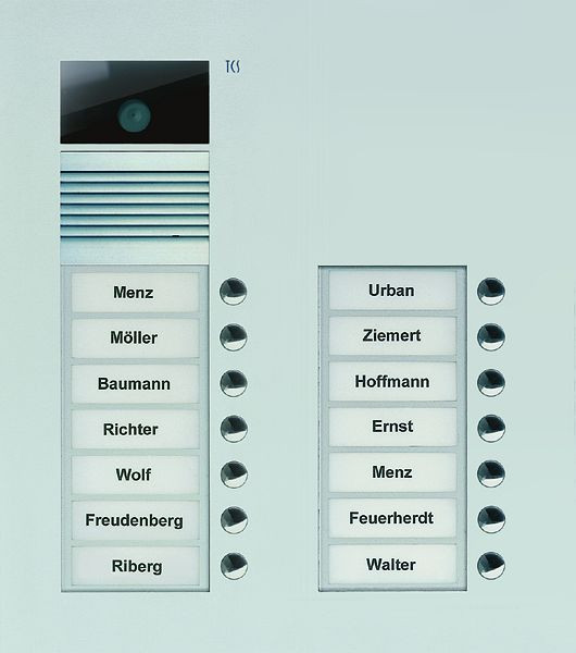TCS Video Außenstation Serie AVU mit 14 Klingeltasten (rechtsbündig), 2-spaltig, UP silber, AVU15140-0010