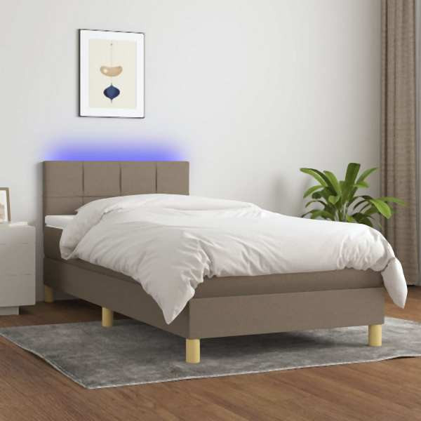 vidaXL Boxspringbett mit Matratze & LED Taupe 80x200 cm Stoff, 3133673