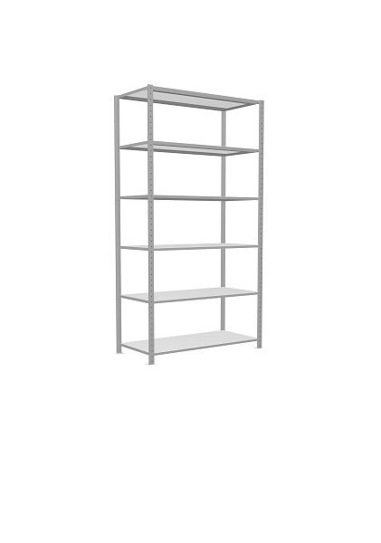 Schulte Grundregal, Steckregal MULTIplus250, 2500 x 1300 x 600 mm, 6 Fachböden, Kreuzstrebe, RAL 7035 lichtgrau, 32861-130