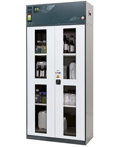 asecos Chemikalien-Umluftschrank Custos, Türen weiß, 3 Einlegeböden und Bodenwanne, Typ C-103, 248474