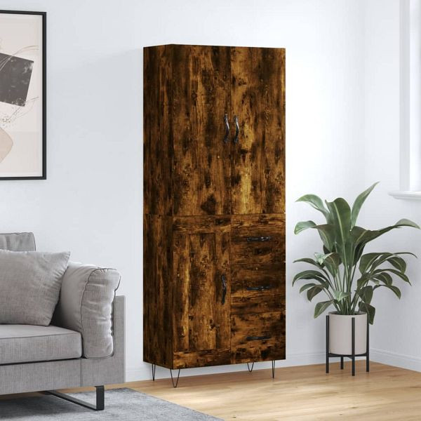 vidaXL Highboard Räuchereiche 69,5x34x180 cm Holzwerkstoff, 3198110