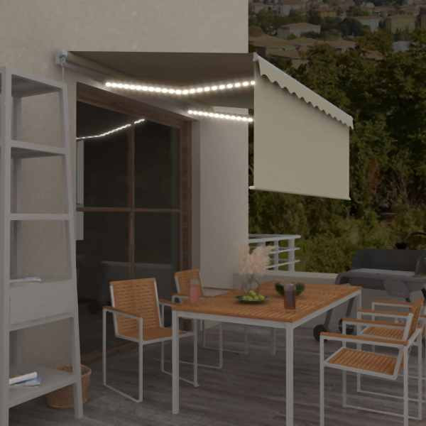 vidaXL Markise Manuell Einziehbar mit Rollo & LED 3,5x2,5 m Creme, 3069282