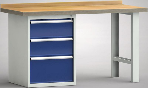 KLW Standard-Werkbank - 1500 x 700 x 840 mm L x T x H, links 2x200EA/300EA, WS515N-1500M40-E7028