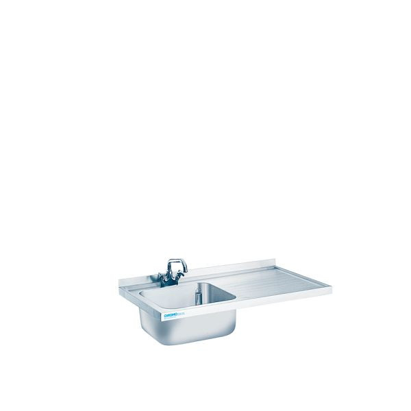 CHROMOnorm Spülenabdeckung mit 1 Becken, Tiefe 700mm Länge 1200mm, Becken links, ohne Beckenverkleidung, SA0712C1L00