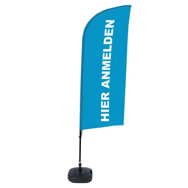 Showdown Displays Beachflag Alu Wind Komplett-Set Hier Anmelden Blau Deutsch, BFAW310-WT21-I115