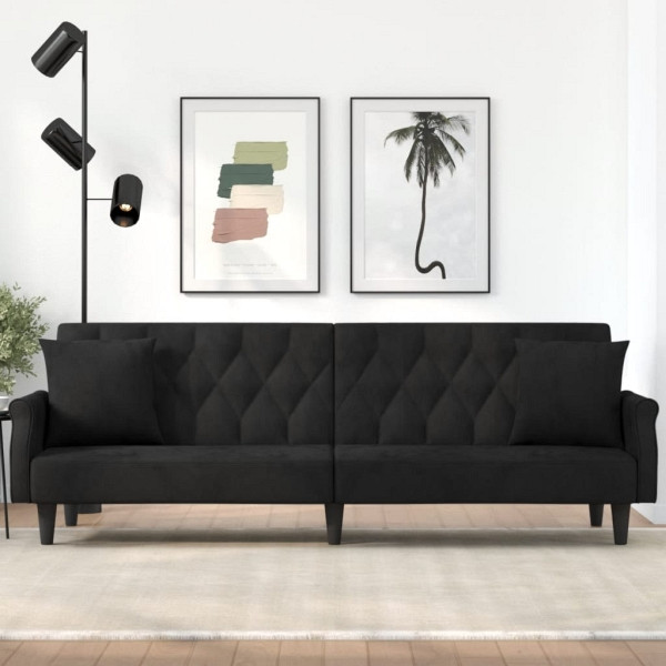 vidaXL Schlafsofa mit Armlehnen Schwarz Samt, Füllung: Schaumstoff, 351948