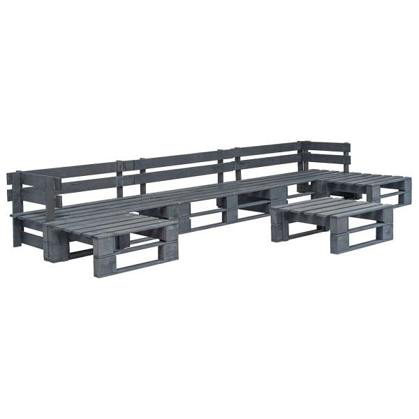 vidaXL 6-teilig Garten-Sofagarnitur aus Paletten Holz Grau, 276320