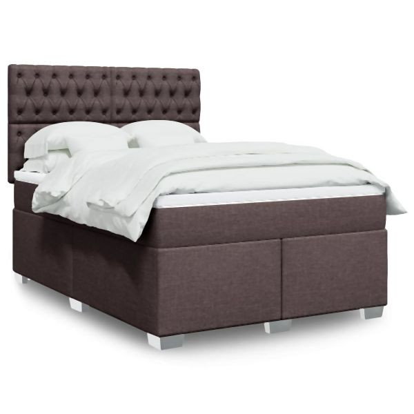 vidaXL Boxspringbett mit Matratze Dunkelbraun 160x200 cm Stoff, 3292849
