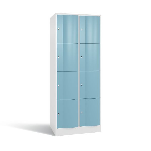 C+P XL-Schließfachschrank Resisto, 8 Fächer, H1950B772T640 mm, Weiß/Horizontblau, 8470-273 S10049