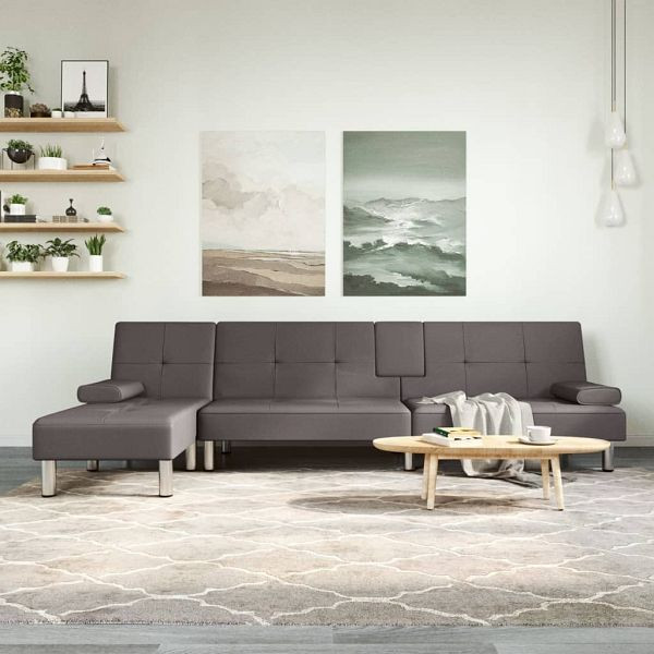 vidaXL Schlafsofa in L-Form Grau 255x140x70 cm Kunstleder, 3157267