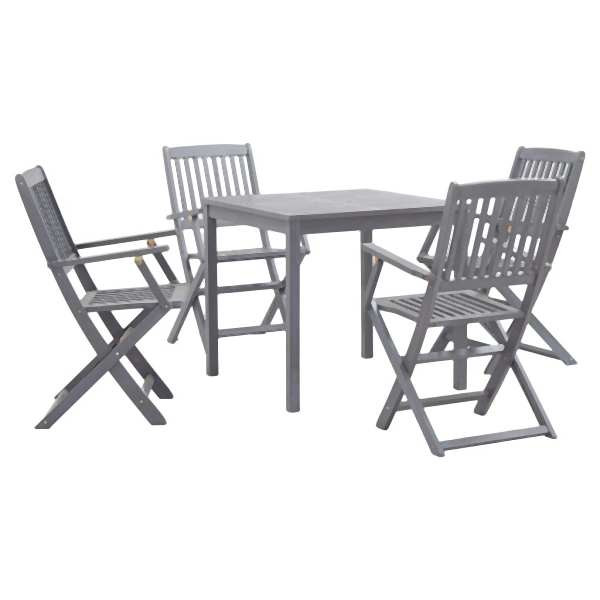 vidaXL 5-tlg. Garten-Essgruppe Massivholz Akazie Grau, 278925
