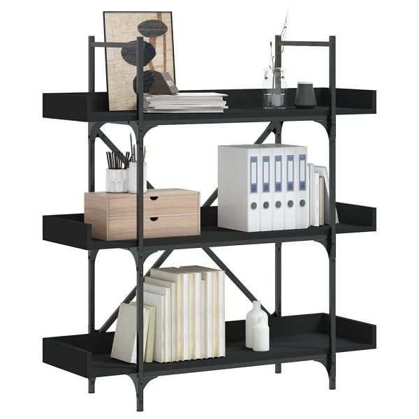vidaXL Bücherregal 3 Böden Schwarz 100x33x108,5 cm Holzwerkstoff, 837687