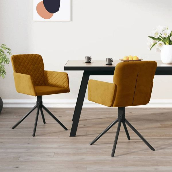 vidaXL Esszimmerstühle 2 Stück Drehbar Braun Samt, 344798