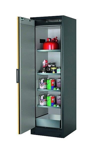 asecos Sicherheitsschrank Q-CLASSIC-90, Q90.195.060 in sicherheitsgelb RAL 1004 mit 4x Fachboden (Edelstahl), 30072-040-30084