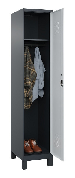 C+P Spind Evolo PLUS, mit Füßen, 1 Abteil, 1950x400x500mm, 7016/7035, Verschluss Zylinderschloss, Ablageböden 1, 049010-12 S10044