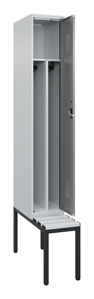 C+P Spind Evolo PLUS, 1 Abteile, 2120x300x815mm, 7035/0004, Haken 4, Zylinderschloss, Sitzfläche Kunststoff, Sitzbank, 0490507-10F S10096