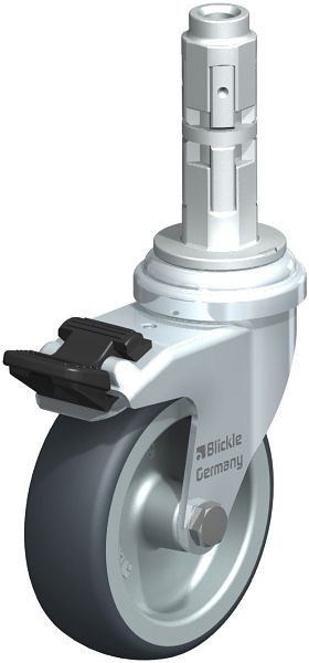 Blickle LRA-TPA 75G-FI-E02 Apparate-Lenkrolle mit Expander & Feststeller, Thermoplastisches Gummi-Elastomer, Grau, 636753