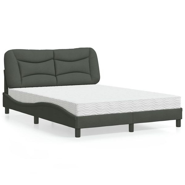 vidaXL Bett mit Matratze Dunkelgrau 140x200 cm Stoff, 3208535