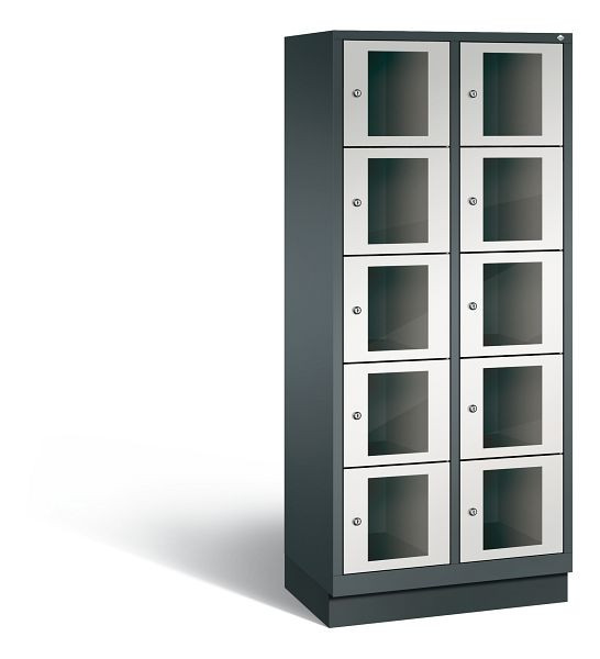 C+P Schließfachschrank Classic, 10 Fächer, H1800xB810xT500 mm, Anthrazit/Grau, 8020A225 S10028